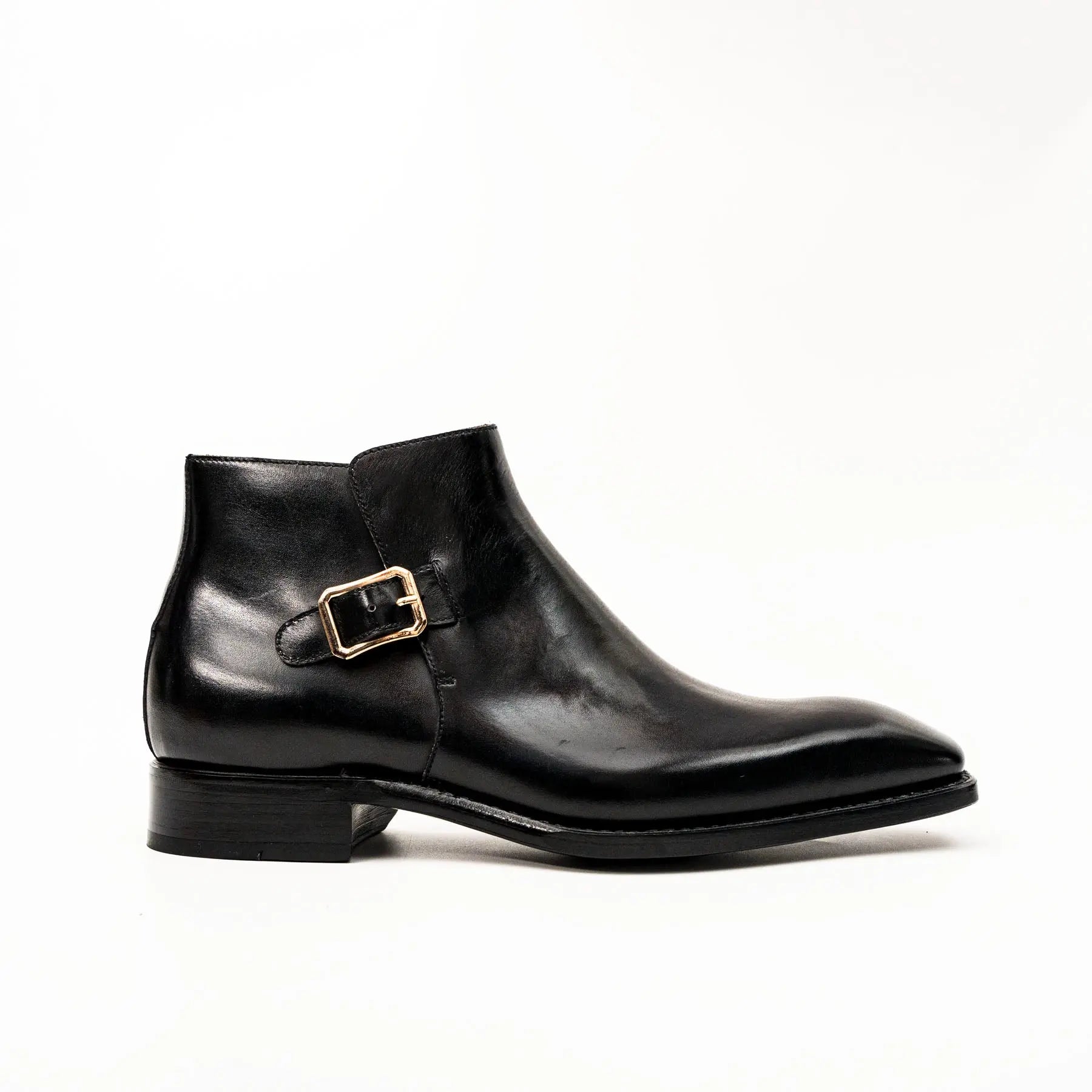 Black Calfskin Monk Strap Boot
