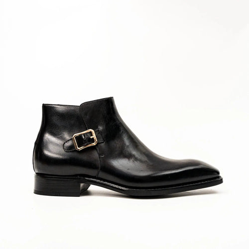 Black Calfskin Monk Strap Boot