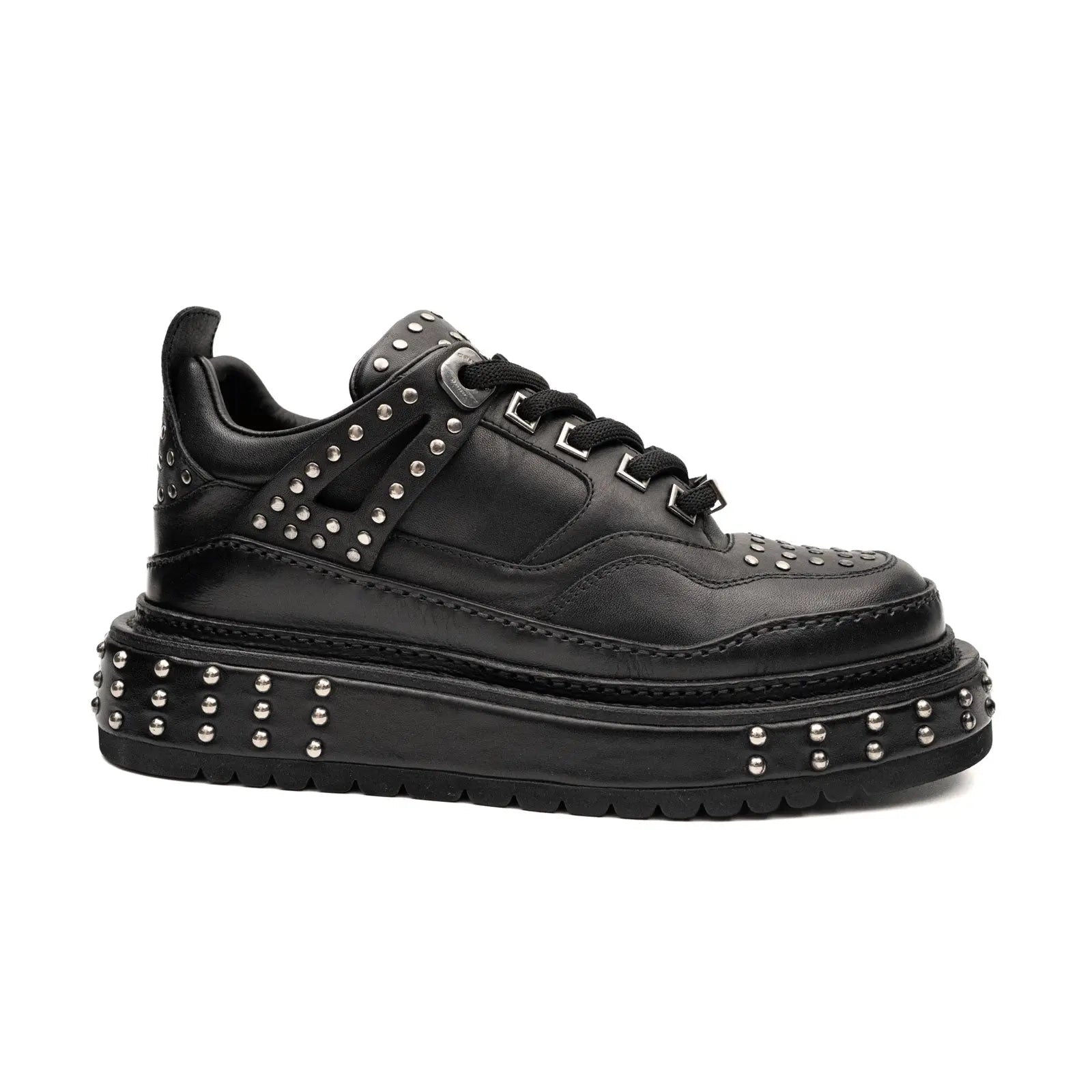 Black Studded Platform Sneaker