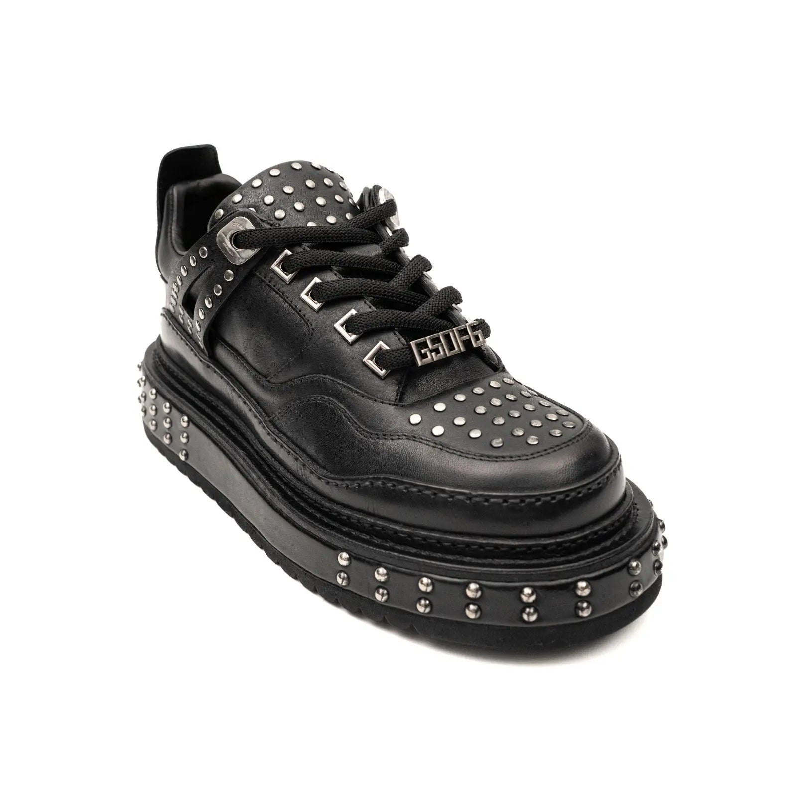 Black Studded Platform Sneaker