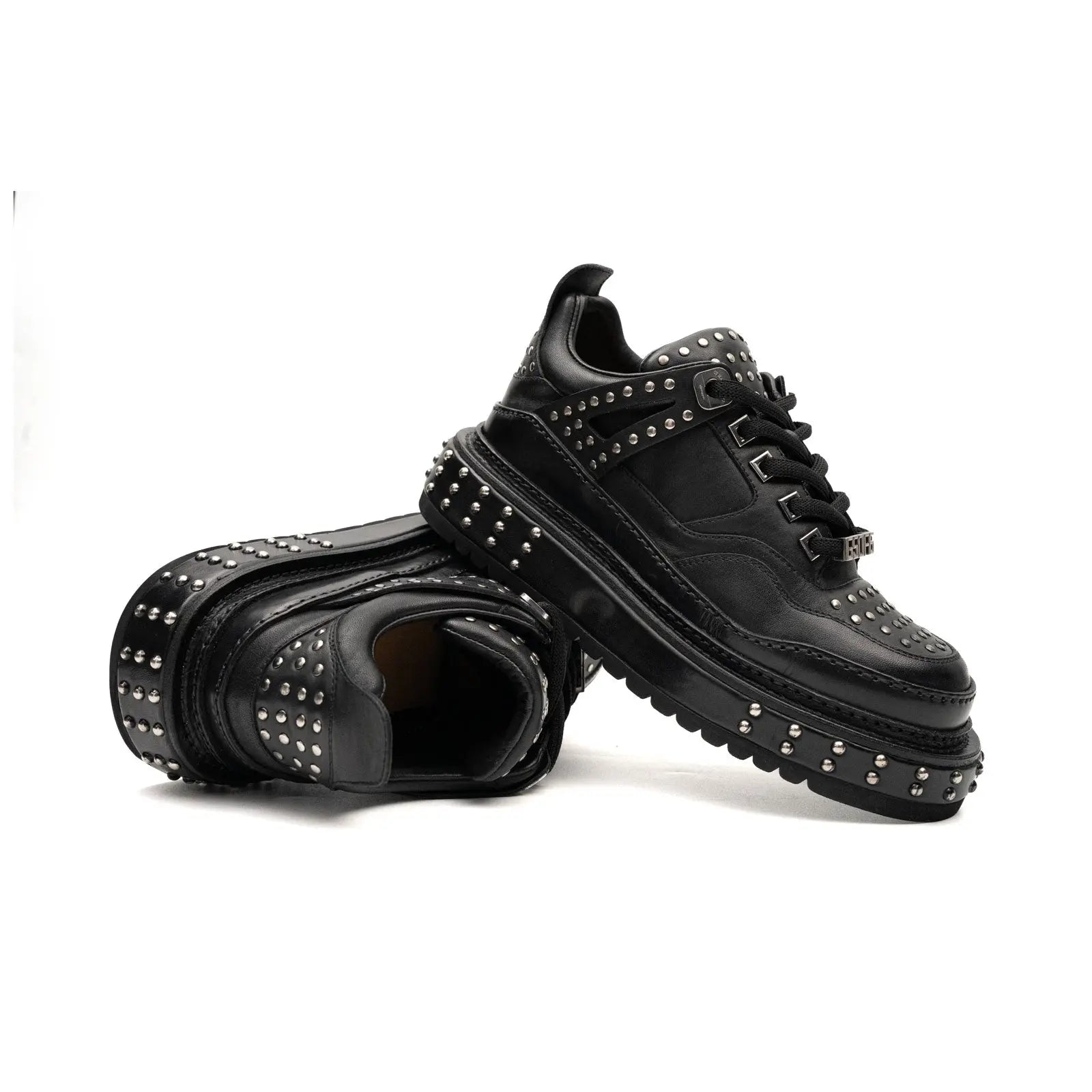 Black Studded Platform Sneaker