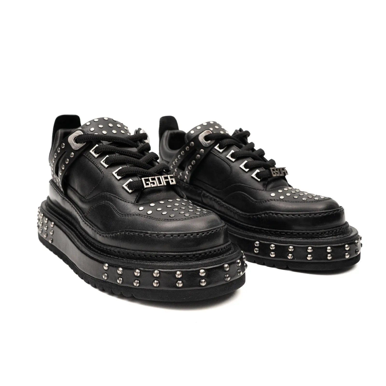 Black Studded Platform Sneaker