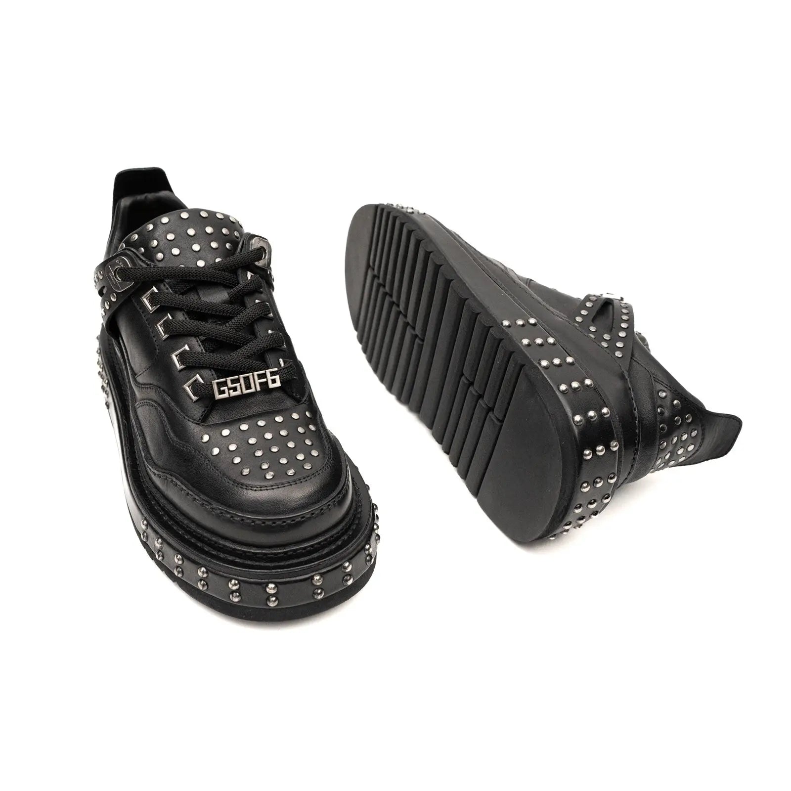 Black Studded Platform Sneaker