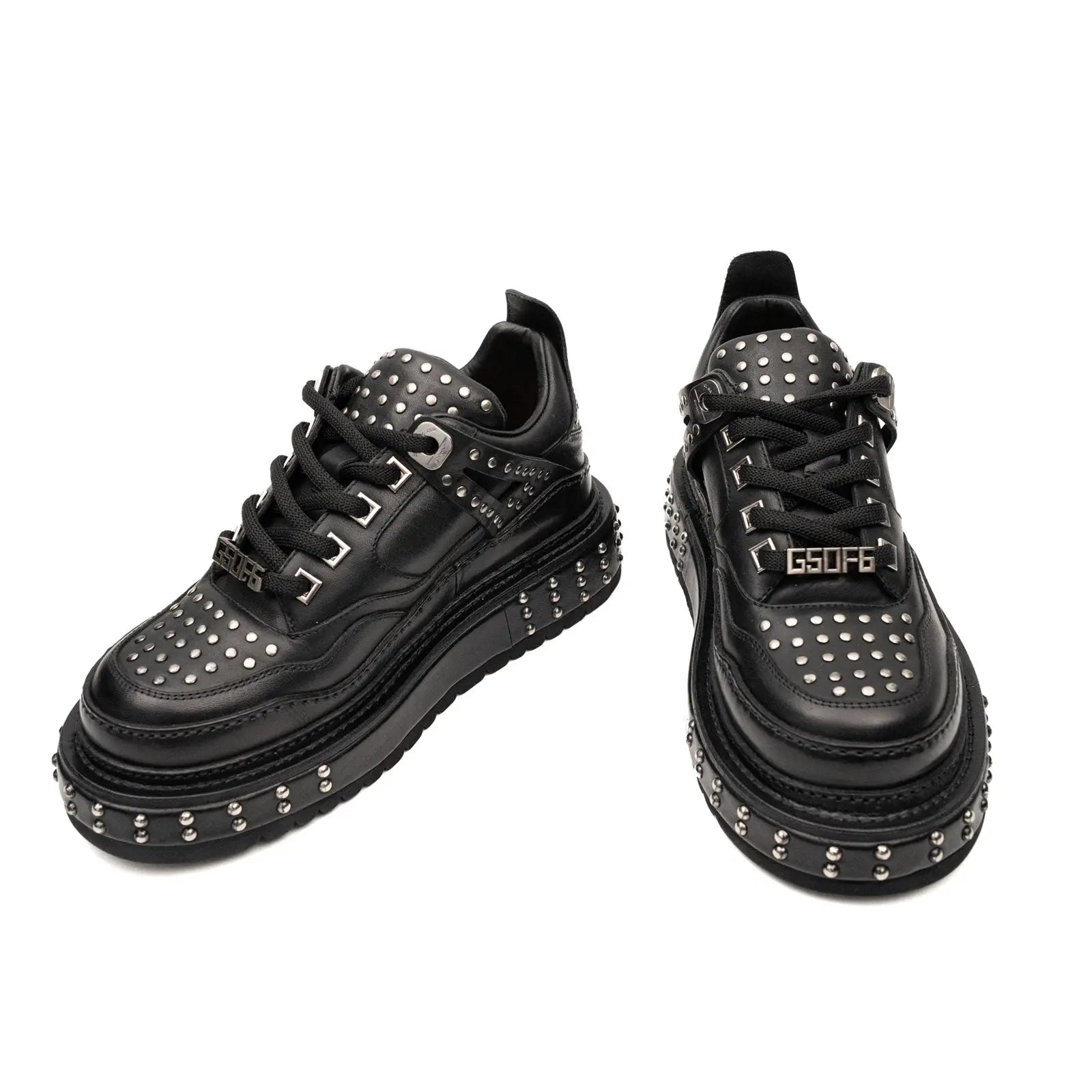 Black Studded Platform Sneaker