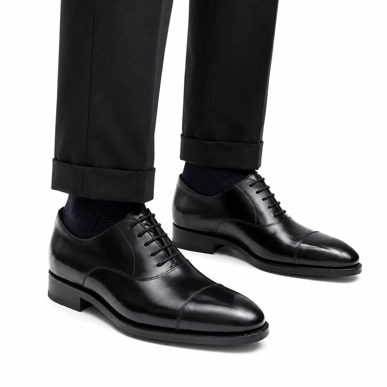 Black Cap-Toe Oxford Shoe