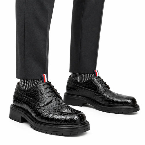 Black Croc-Embossed Derby