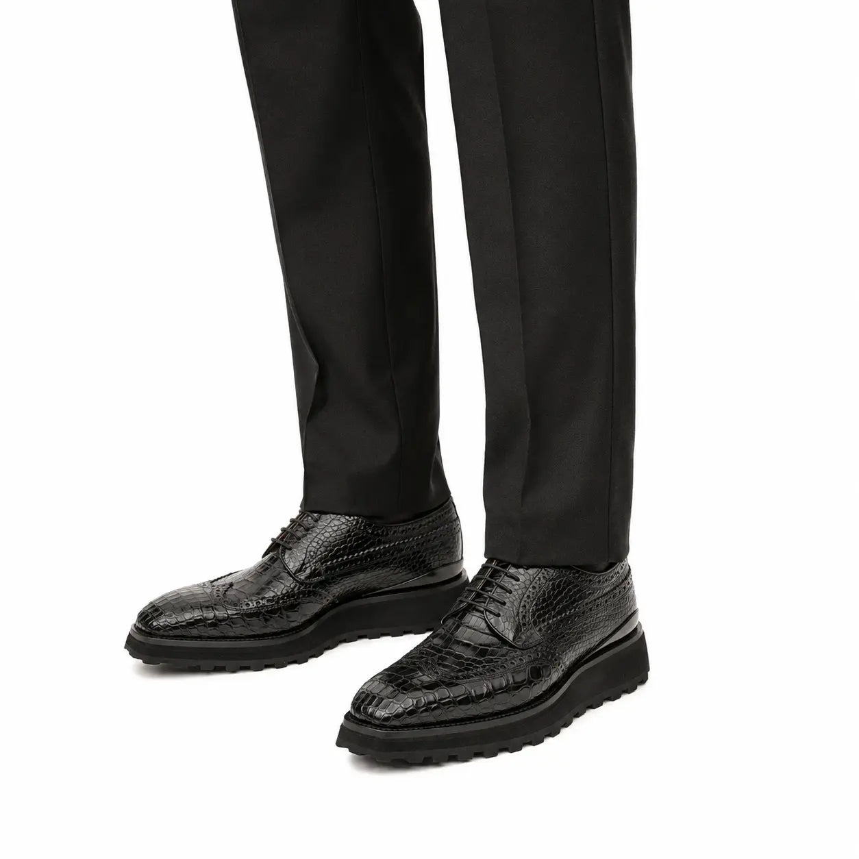Black Croc Lug Derby