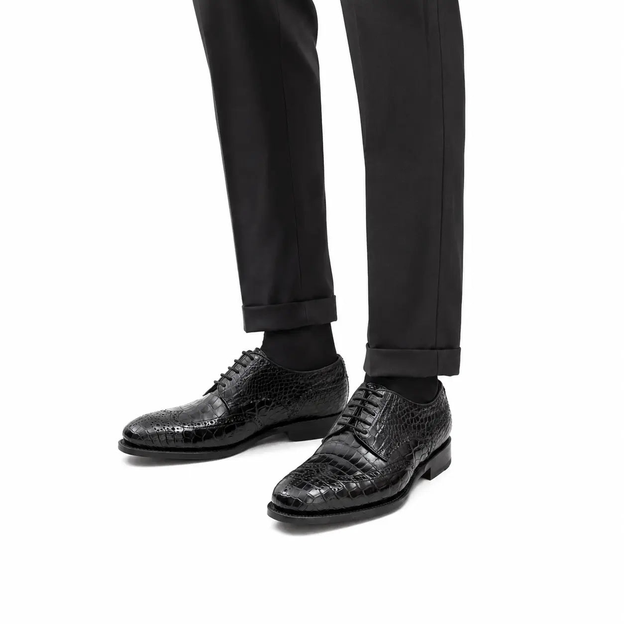 Black Croc Wingtip Derby