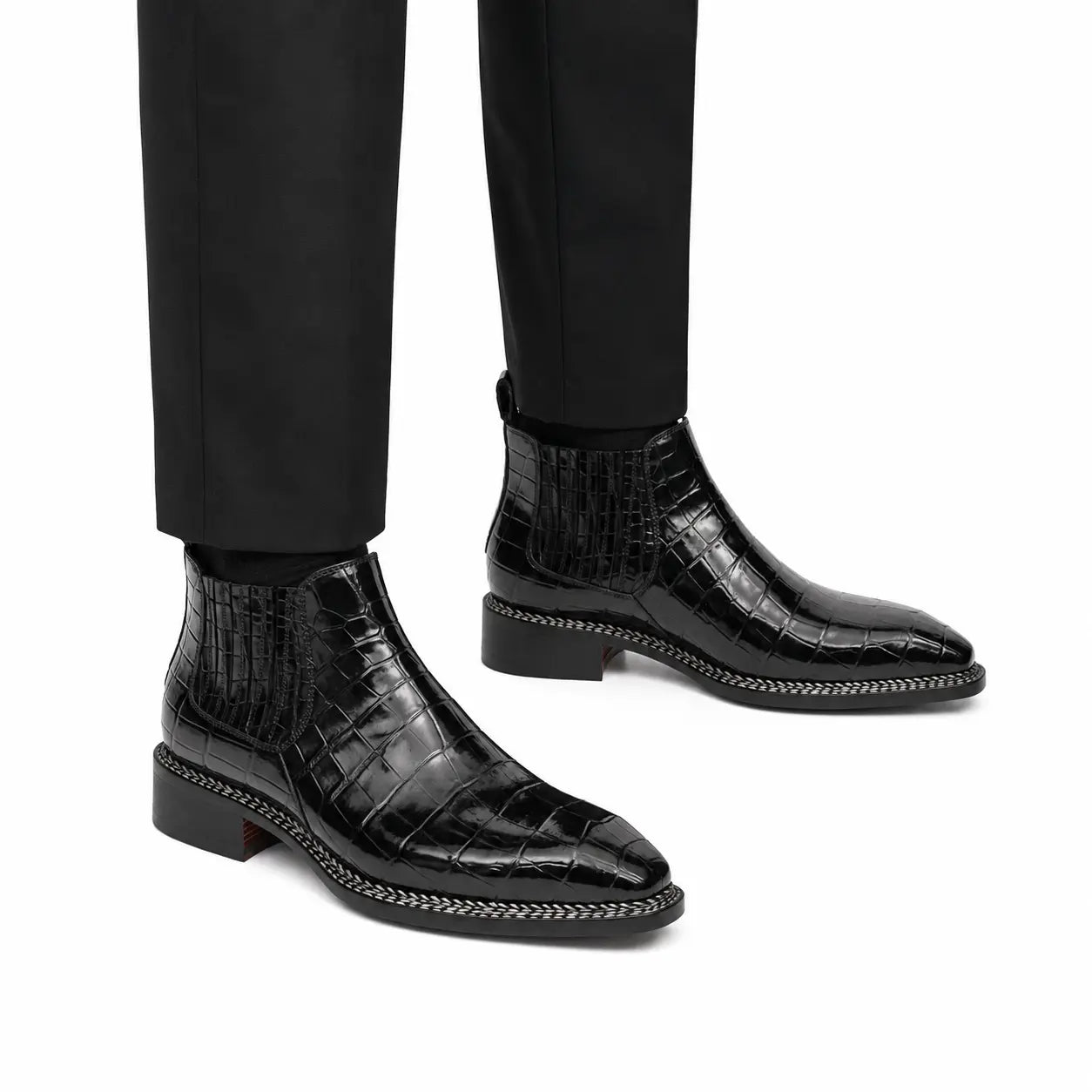 Black Crocodile Chelsea Boot