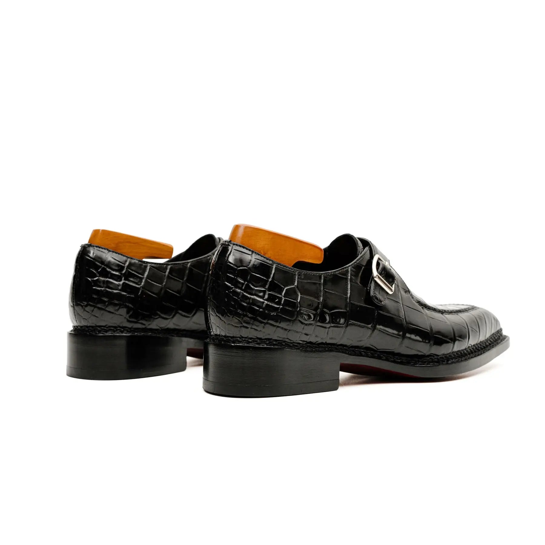 Black Crocodile Monk Strap Shoe