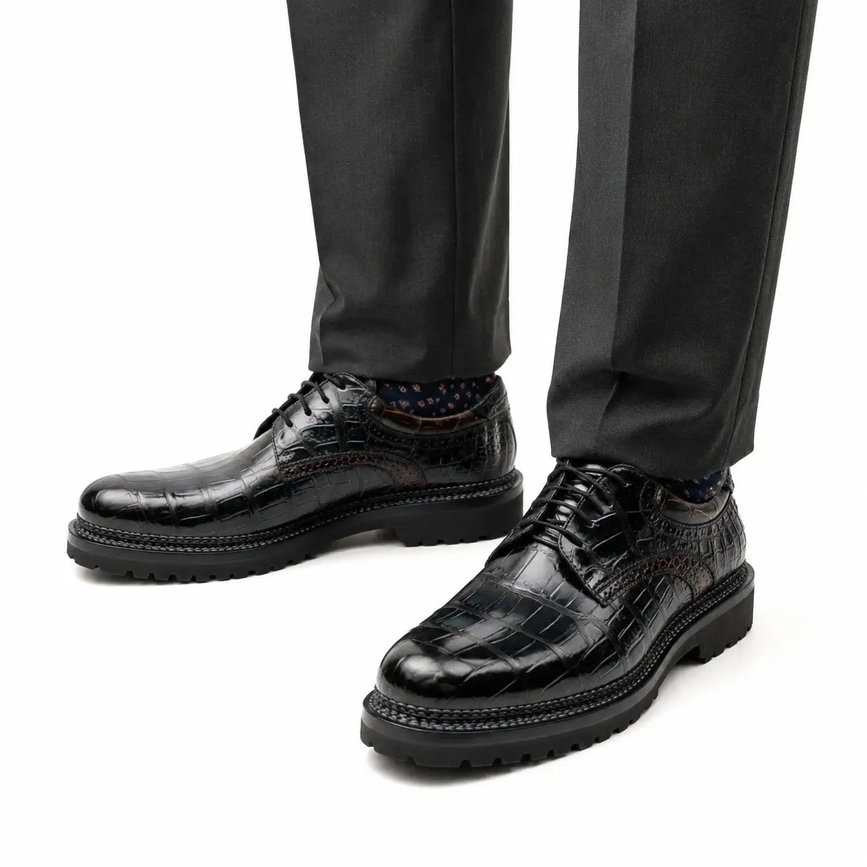Black Crocodile Norwegian Lug Derby