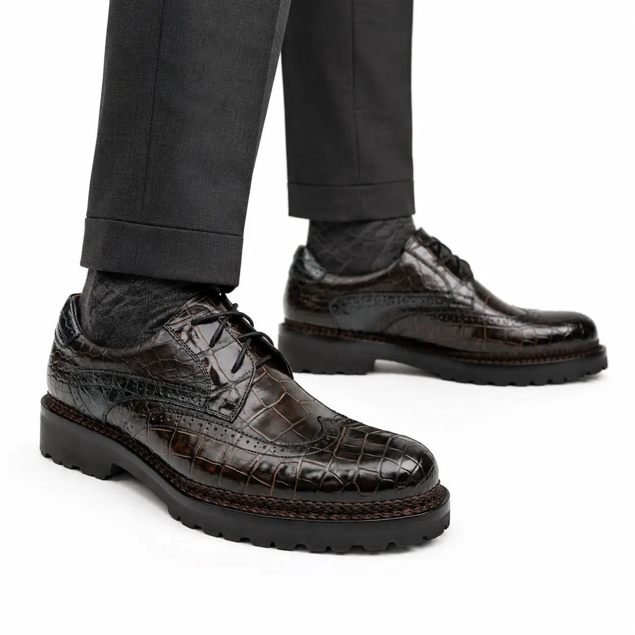 Black Crocodile Norwegian Lug Derby