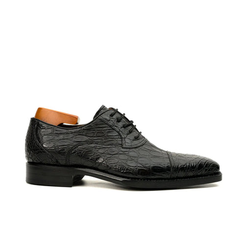 Black Crocodile-Textured Dress Shoe