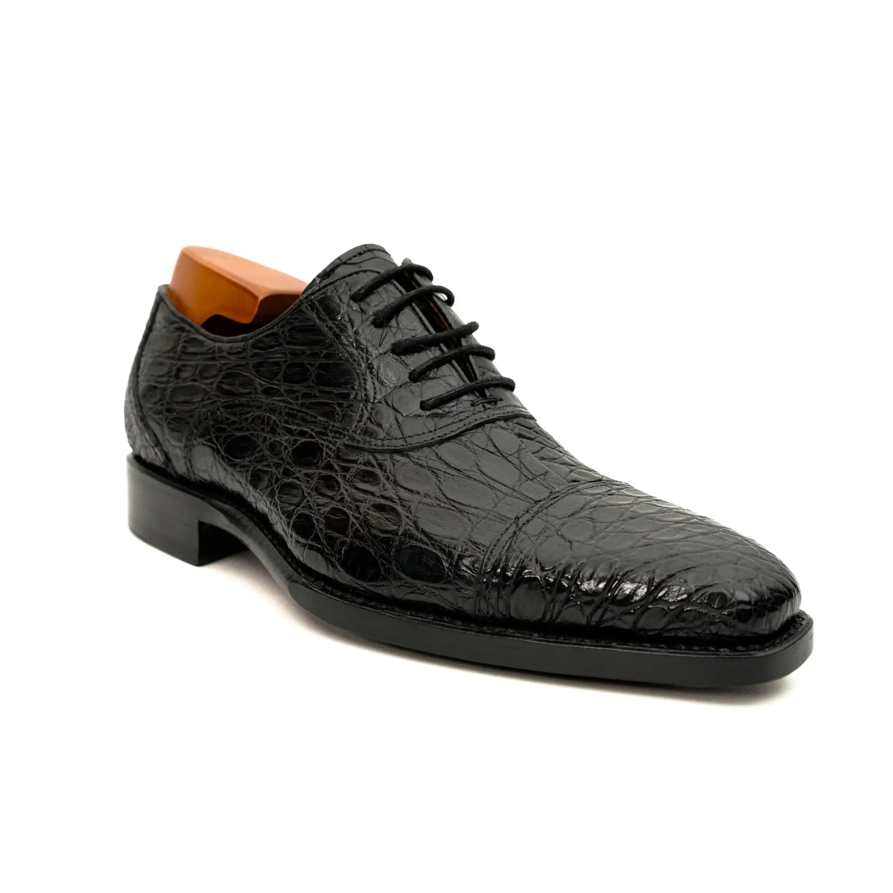 Black Crocodile-Textured Dress Shoe