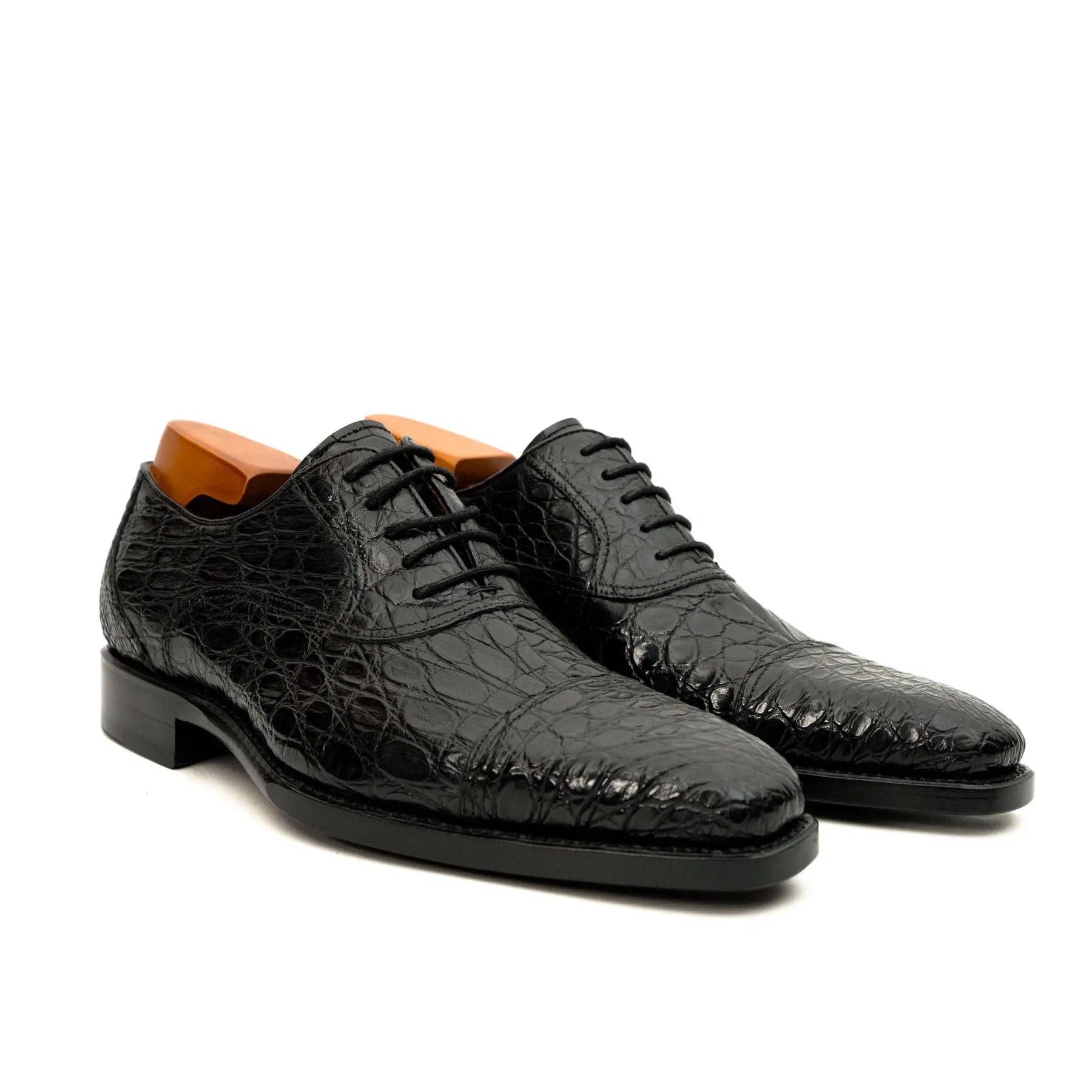 Black Crocodile-Textured Dress Shoe