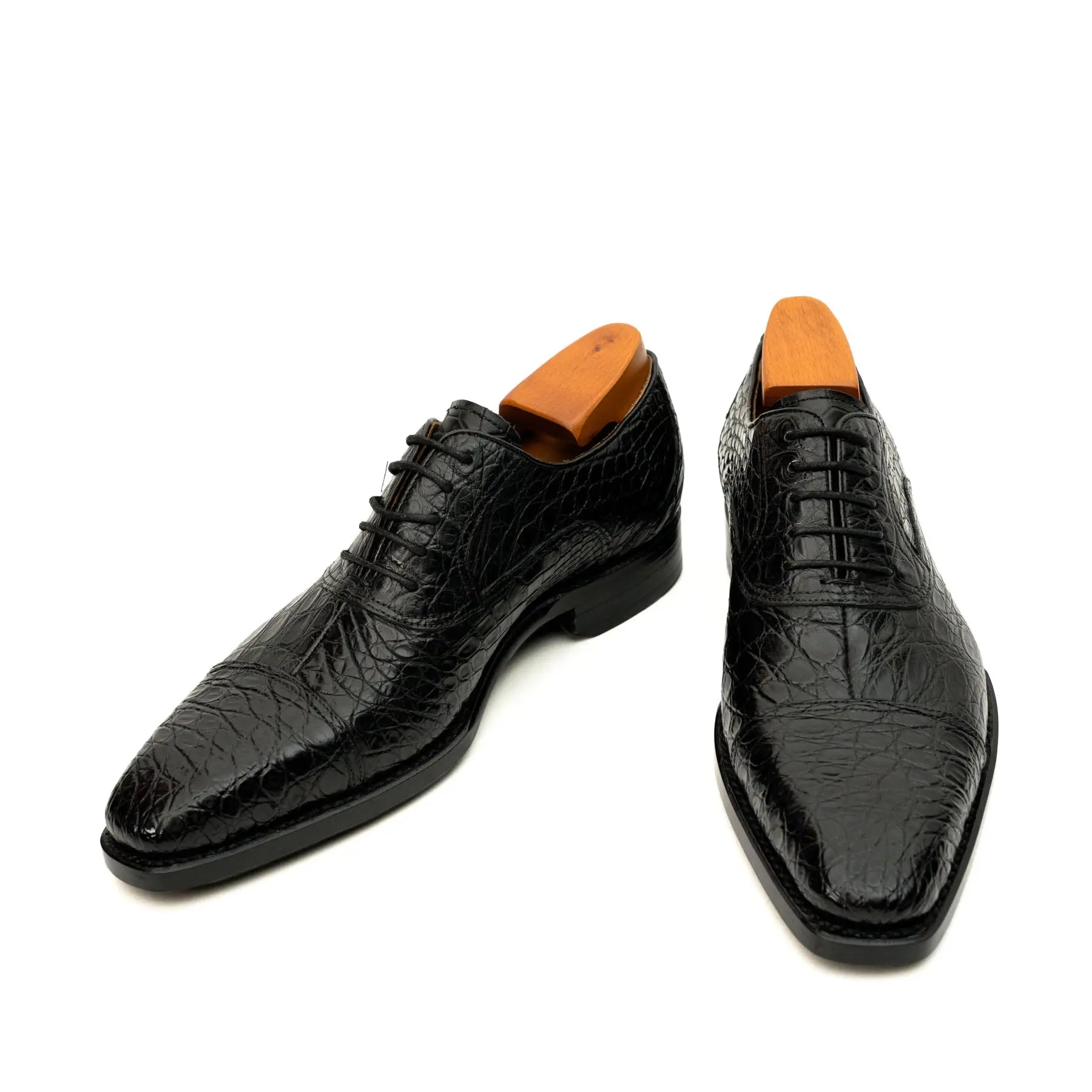 Black Crocodile-Textured Dress Shoe