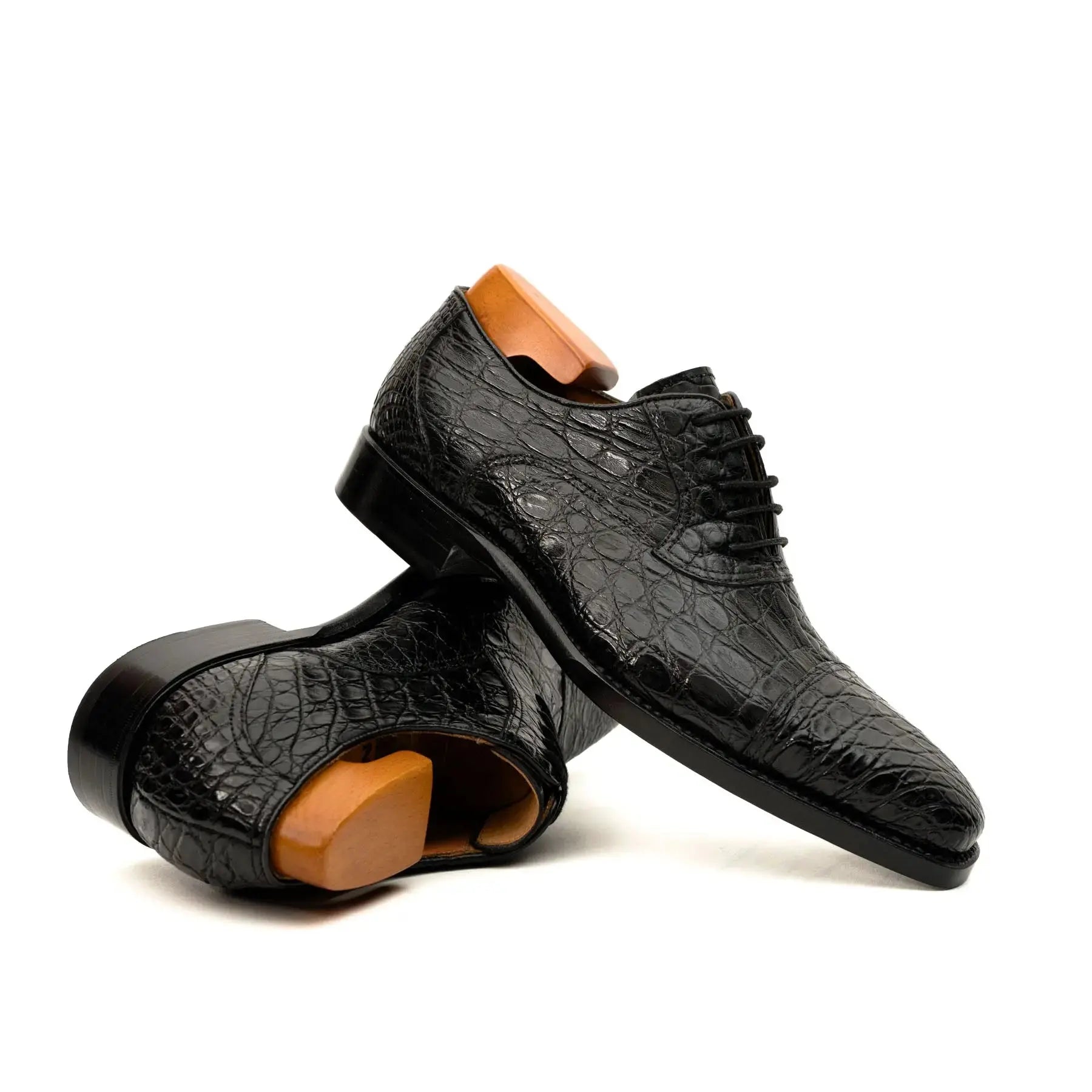 Black Crocodile-Textured Dress Shoe