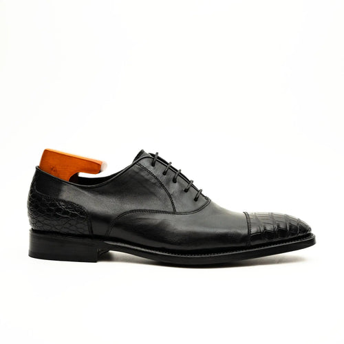 Black Crocodile-Textured Oxford
