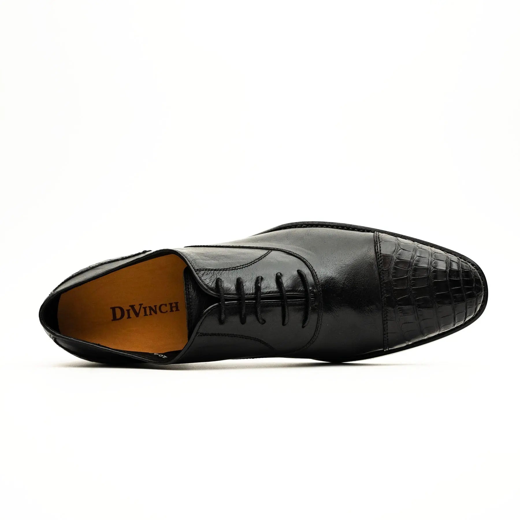 Black Crocodile-Textured Oxford