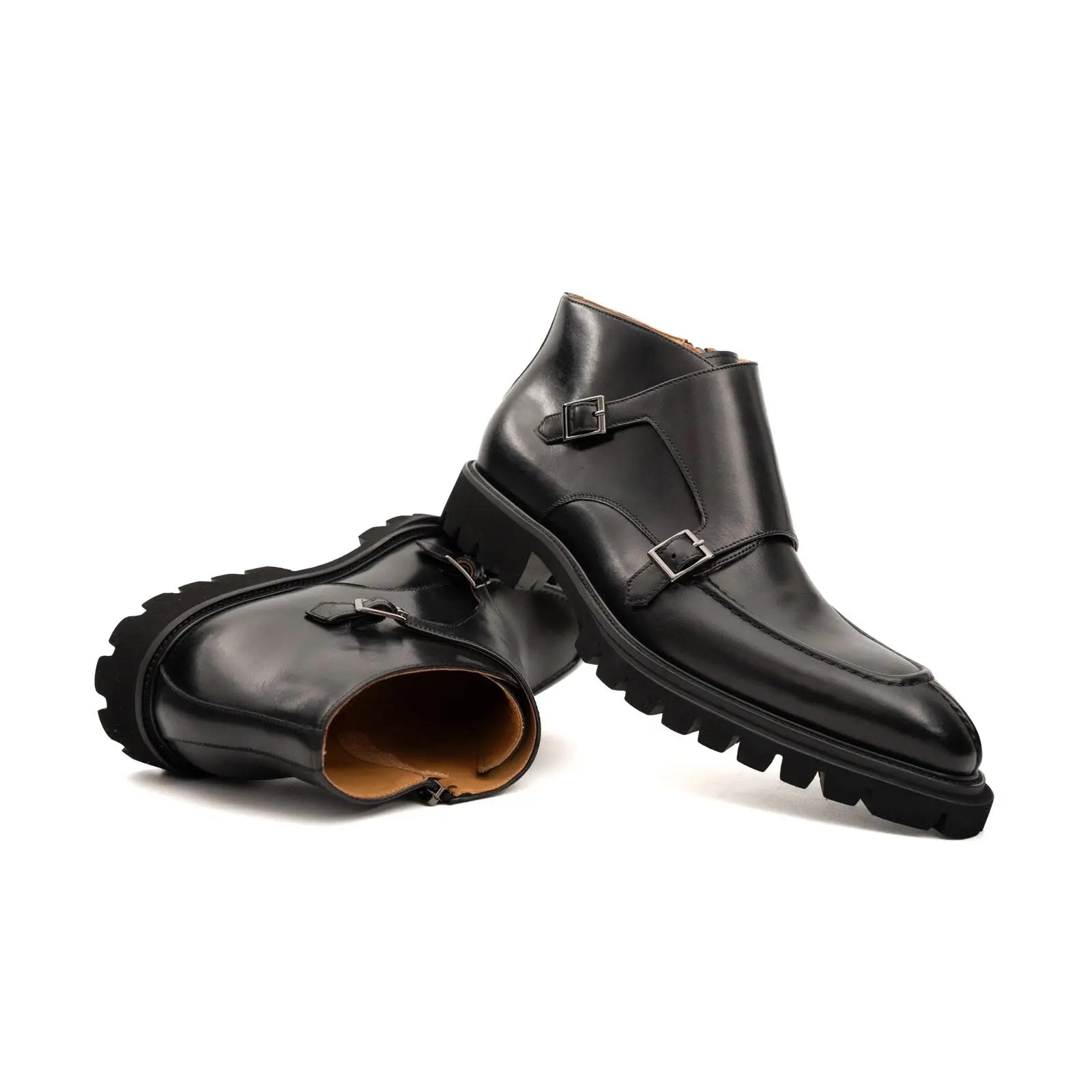Black Double Monk Combat Boot