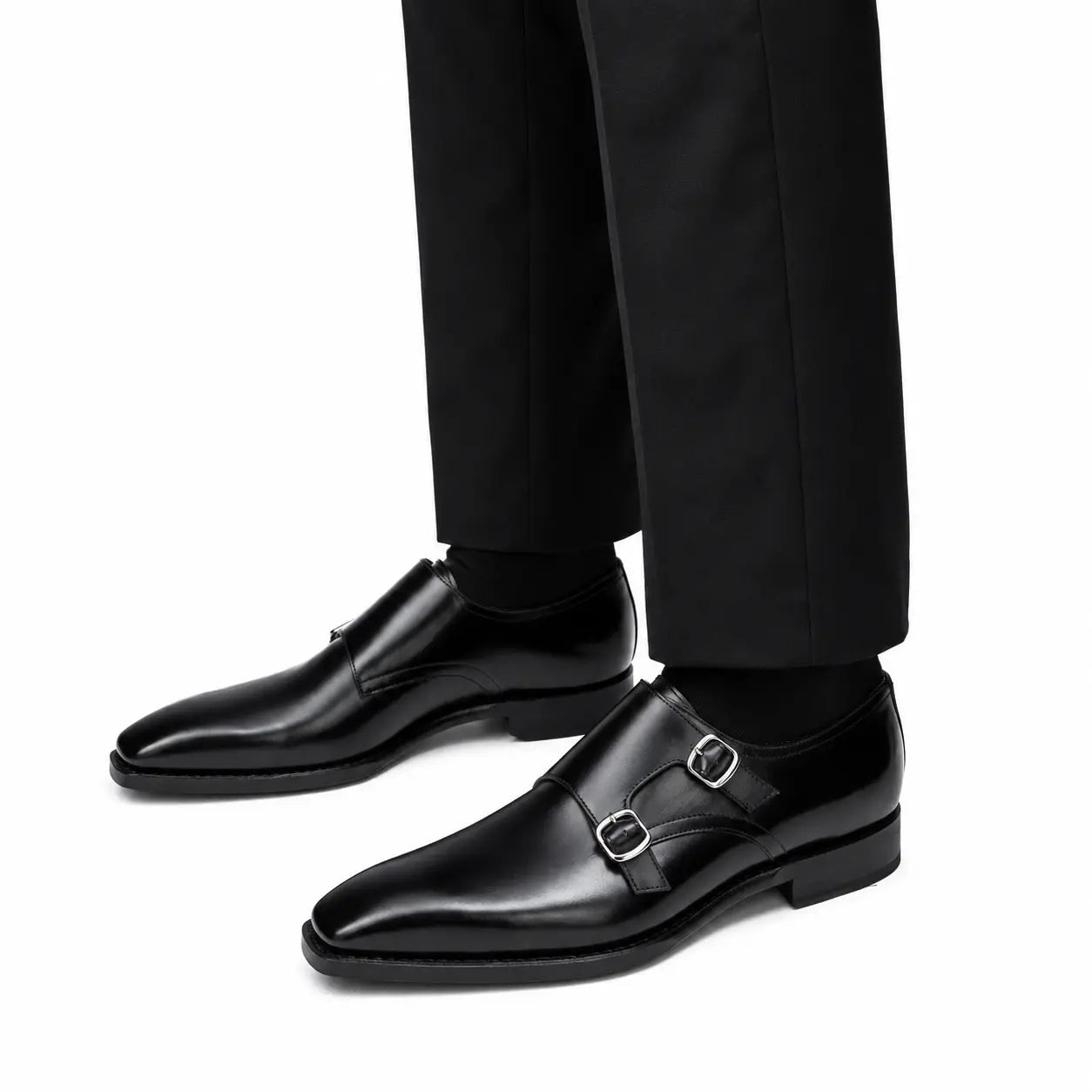 Black Double Monk Strap
