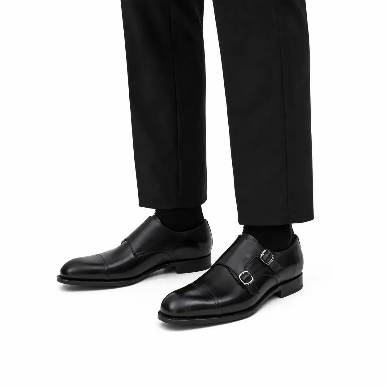 Black Double Monk Strap