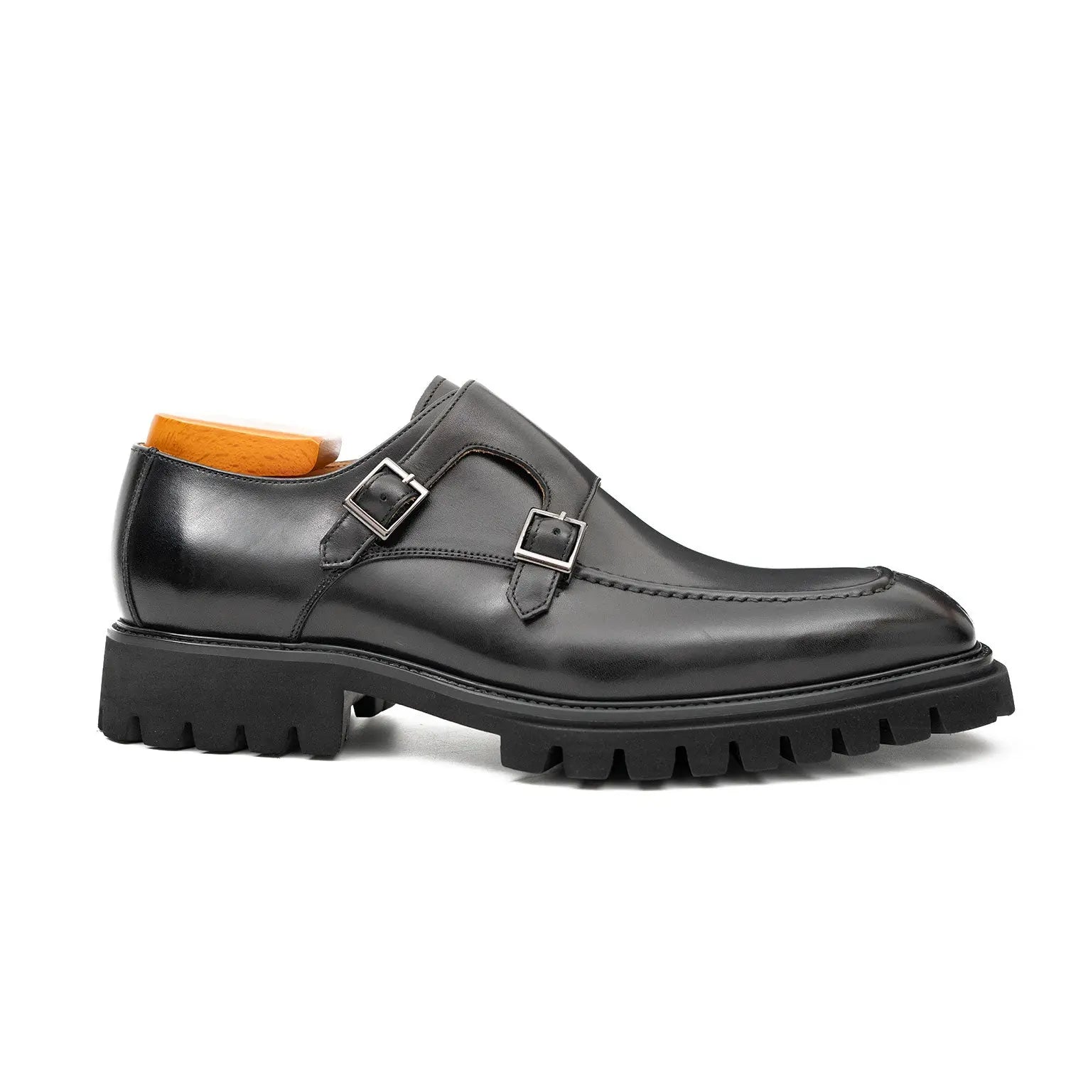 Black Lug Sole Monk Derby