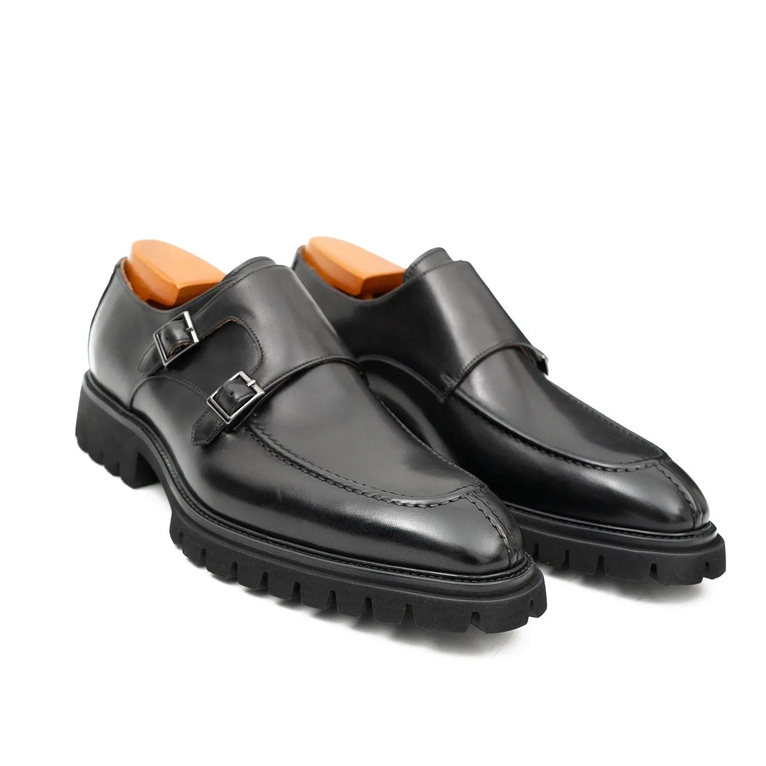 Black Lug Sole Monk Derby