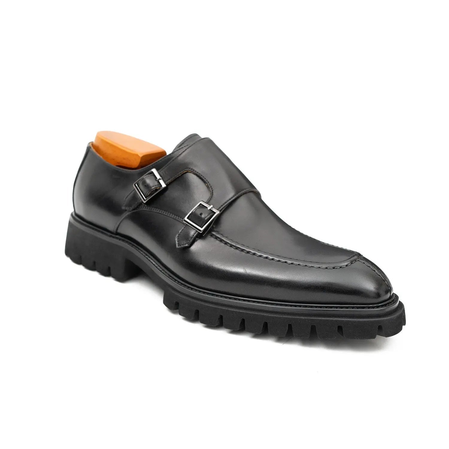Black Lug Sole Monk Derby