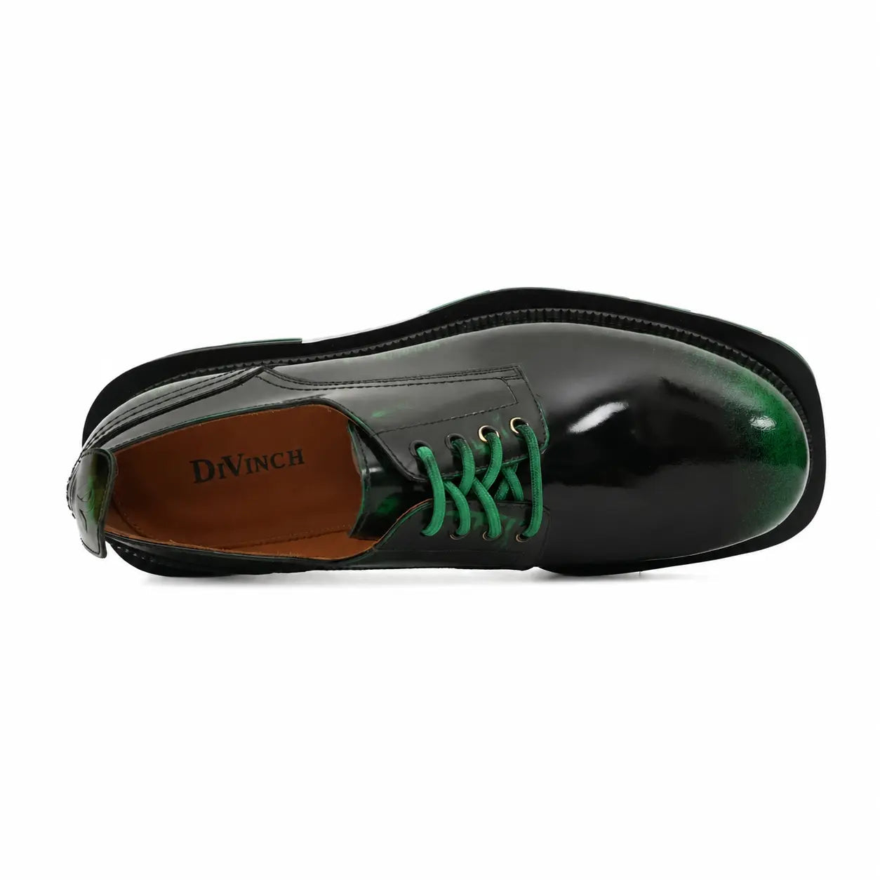Black-Green Leather Platform Derbies