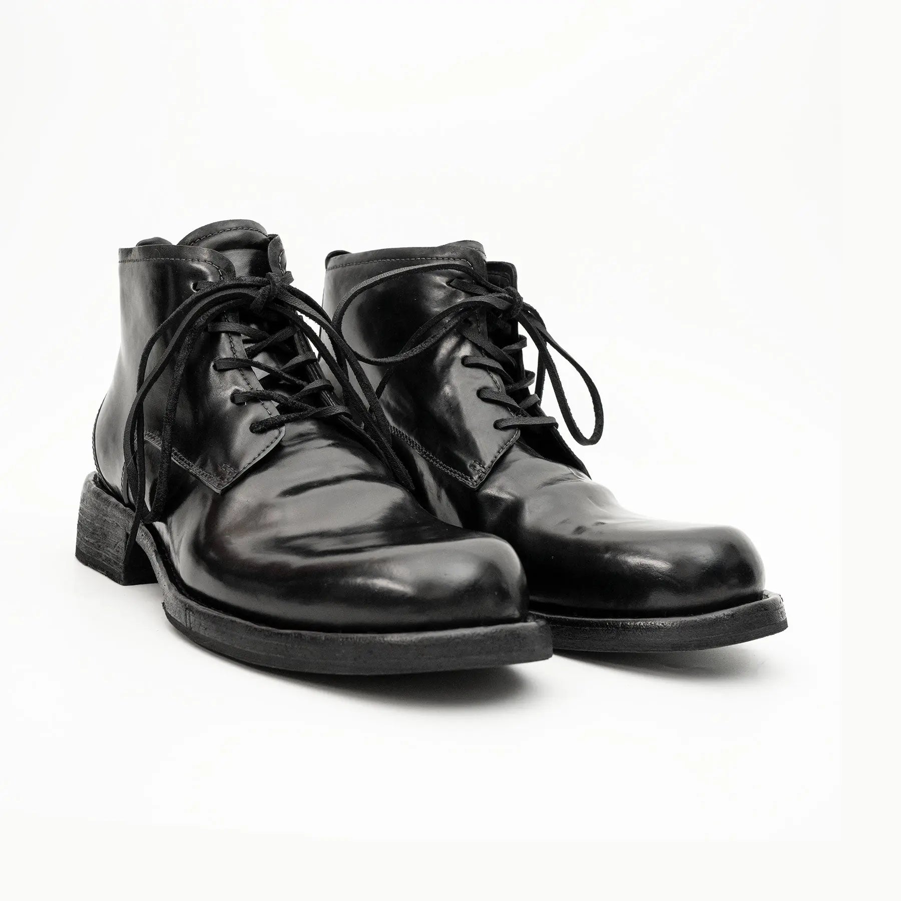 Black Horsehide Chukka Combat Boots