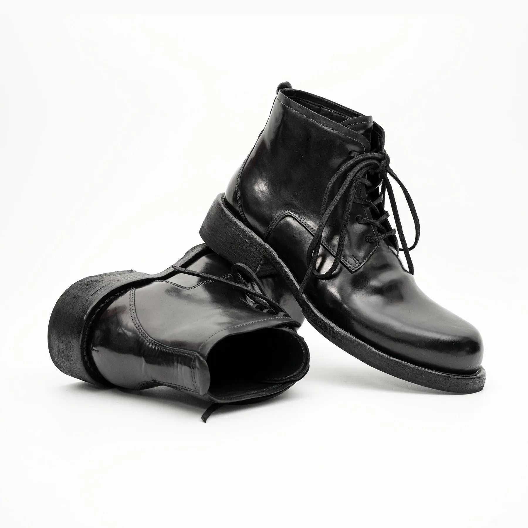 Black Horsehide Chukka Combat Boots