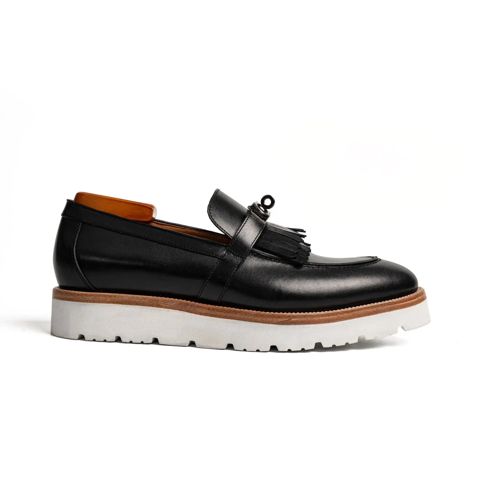 Black Kiltie Buckle XL Sole Loafers