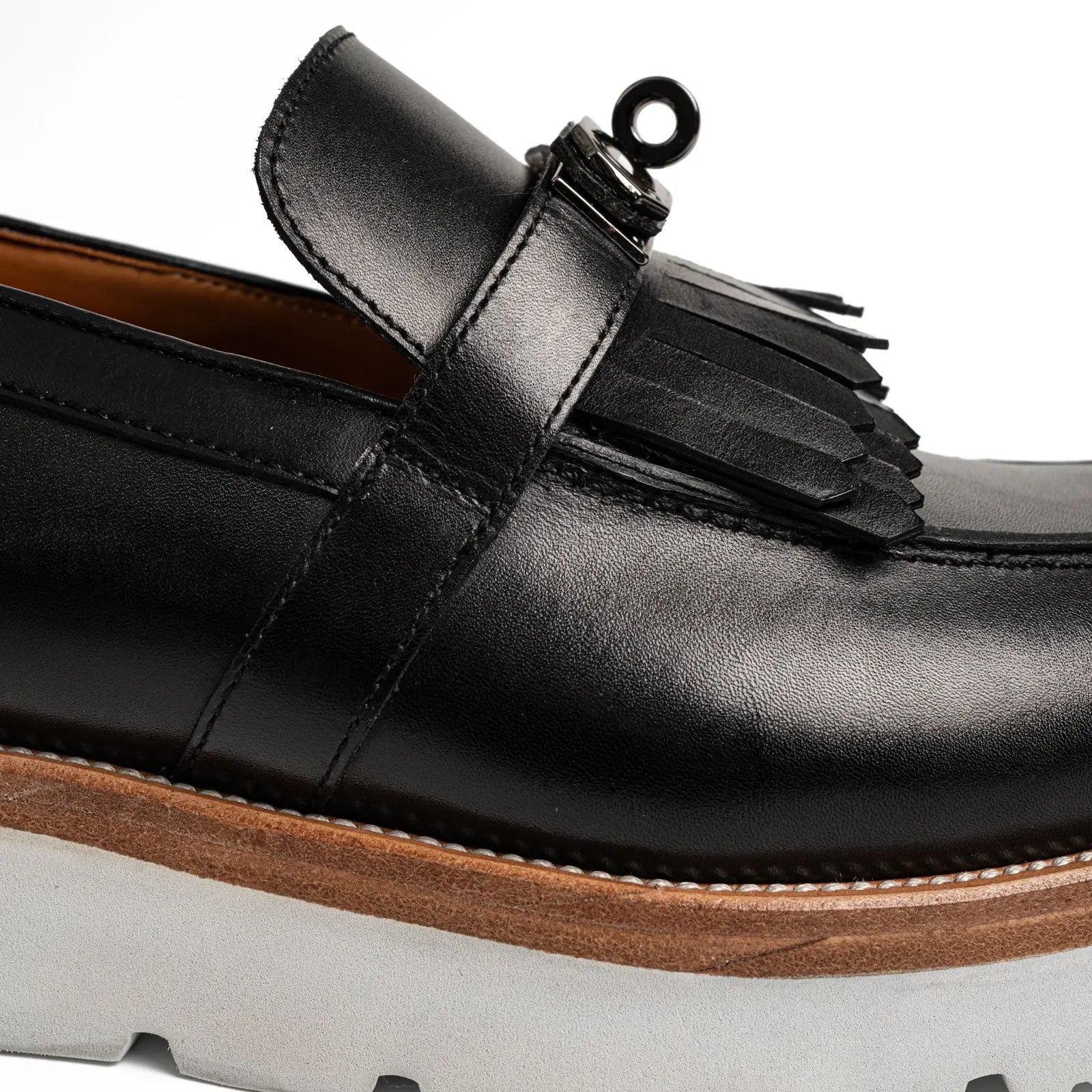 Black Kiltie Buckle XL Sole Loafers