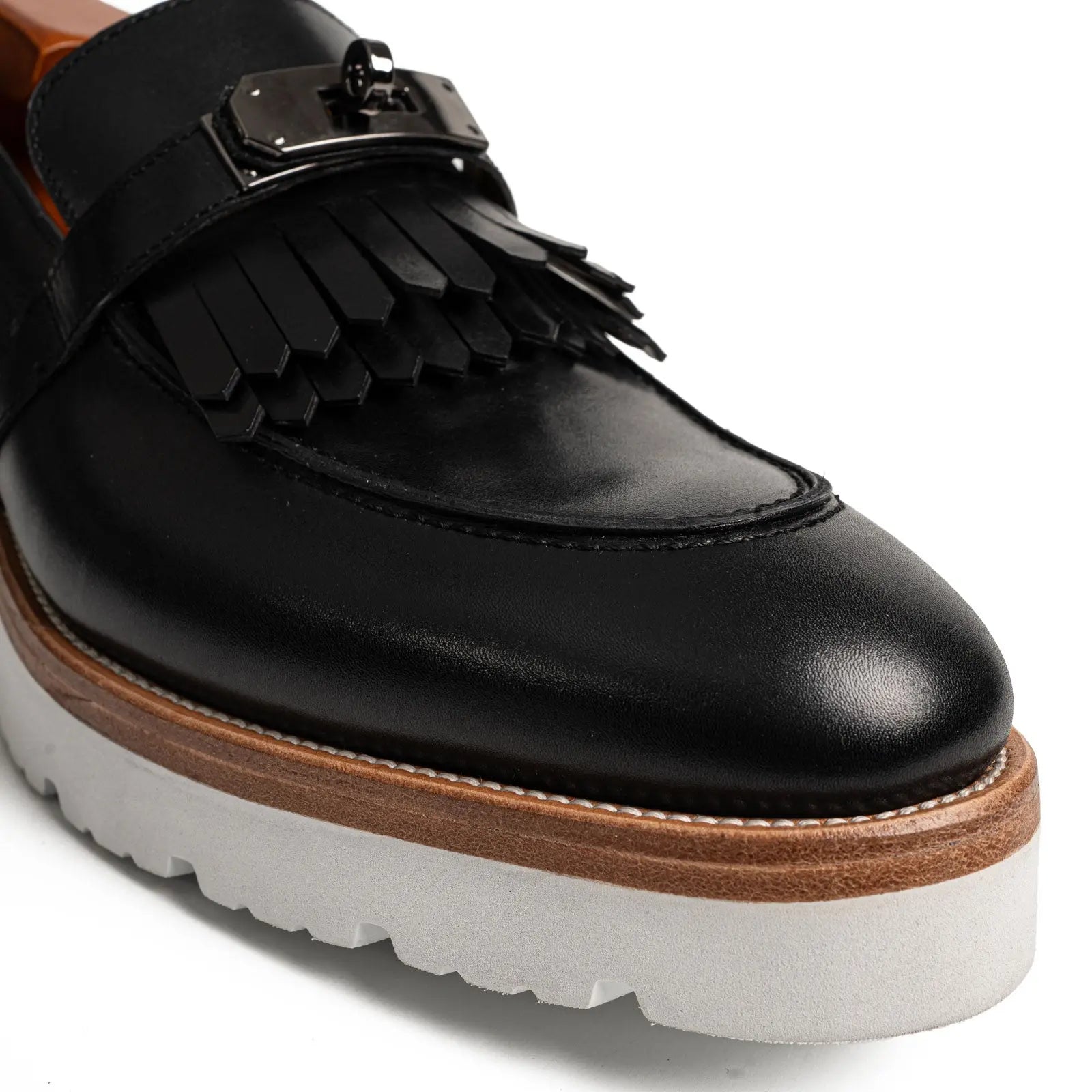 Black Kiltie Buckle XL Sole Loafers