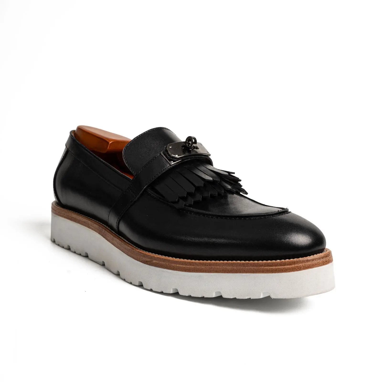 Black Kiltie Buckle XL Sole Loafers