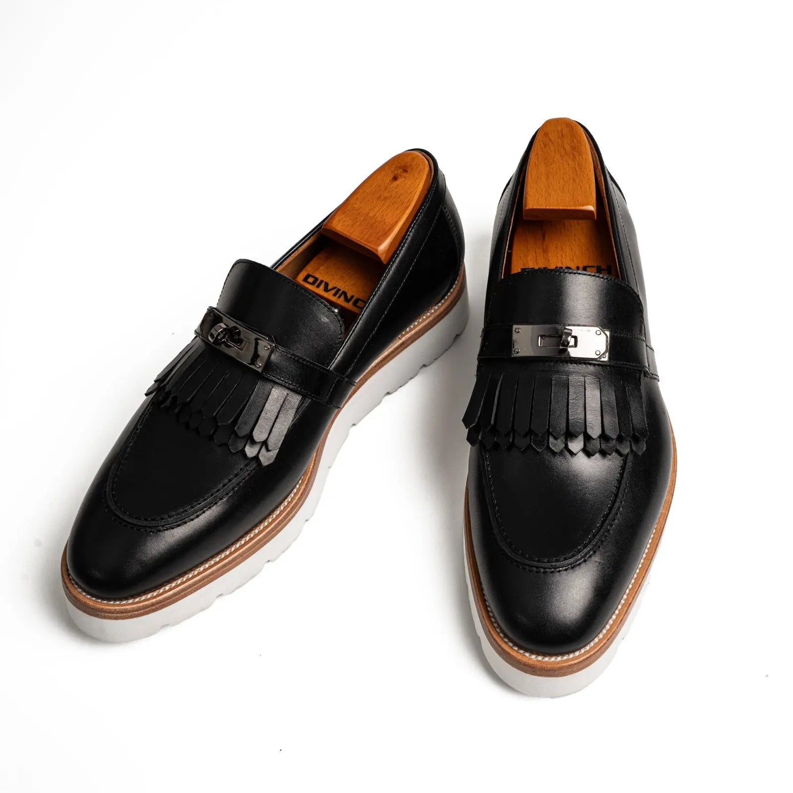 Black Kiltie Buckle XL Sole Loafers