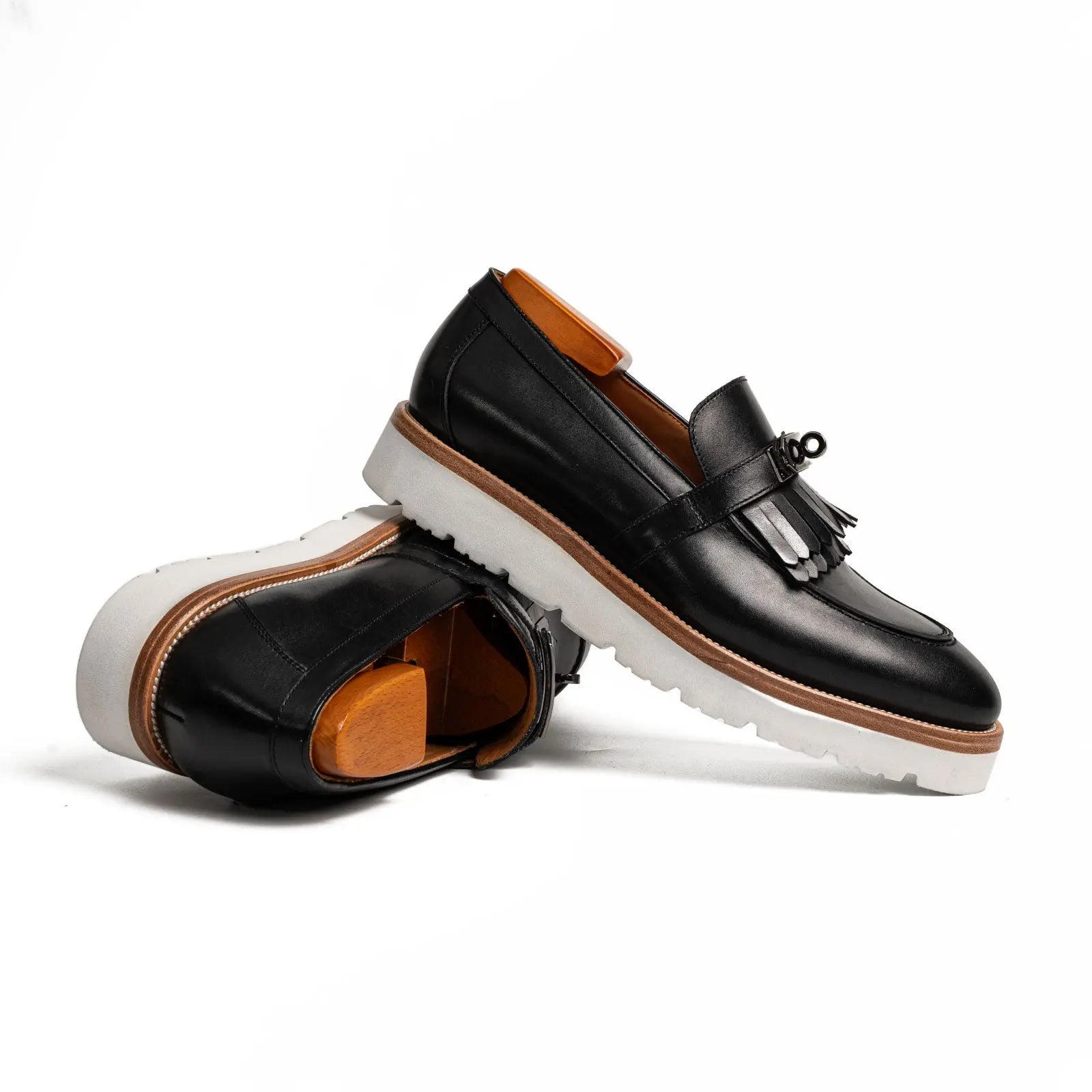 Black Kiltie Buckle XL Sole Loafers
