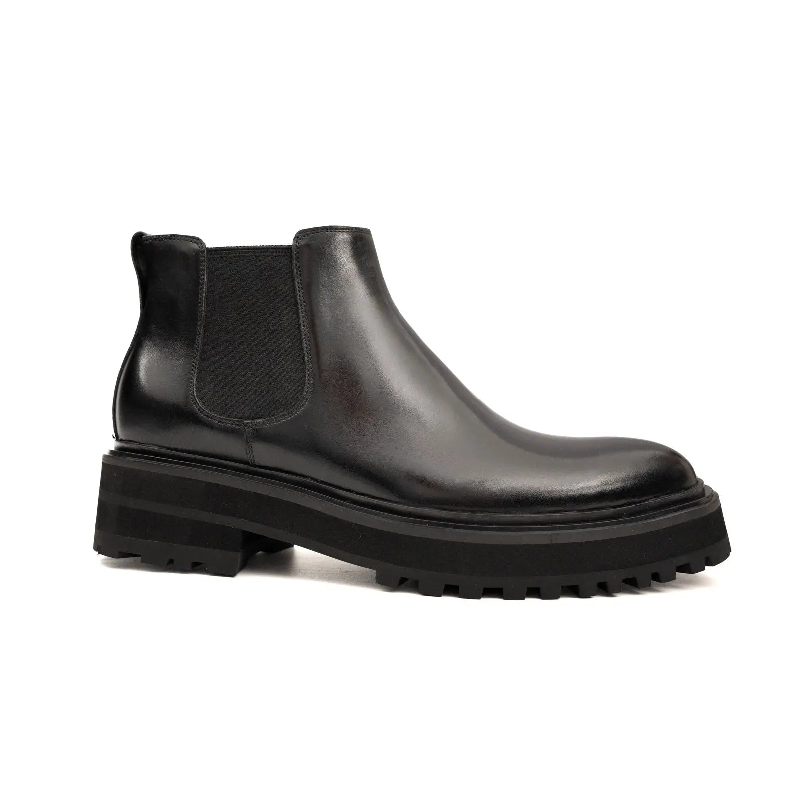Black Chelsea Boots with Contrast Lug Sole