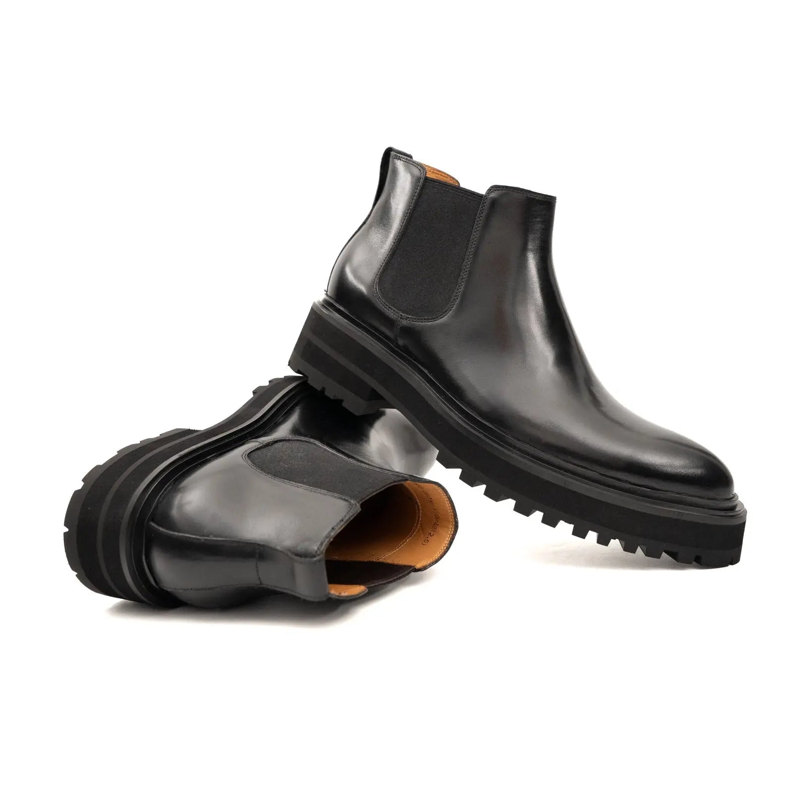 Black Chelsea Boots with Contrast Lug Sole