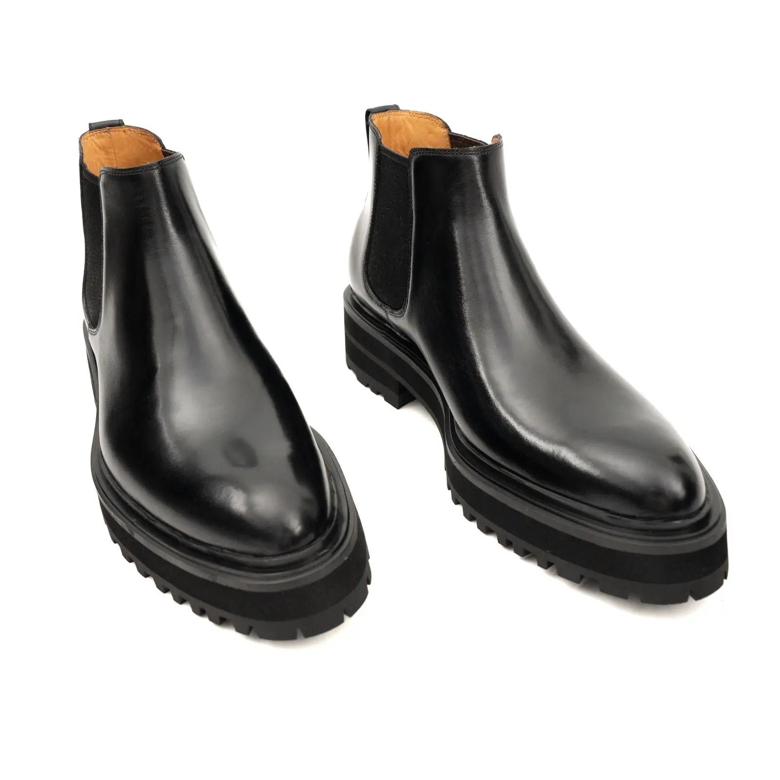 Black Chelsea Boots with Contrast Lug Sole