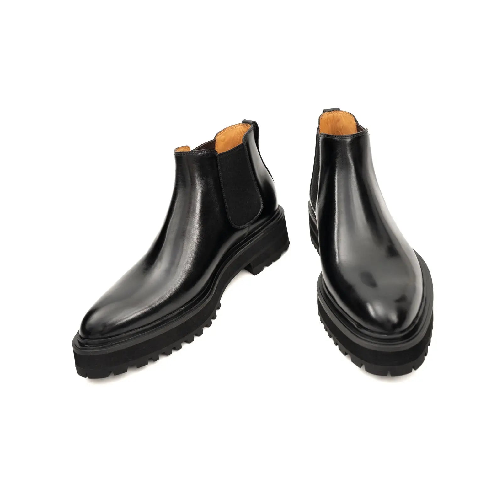 Black Chelsea Boots with Contrast Lug Sole