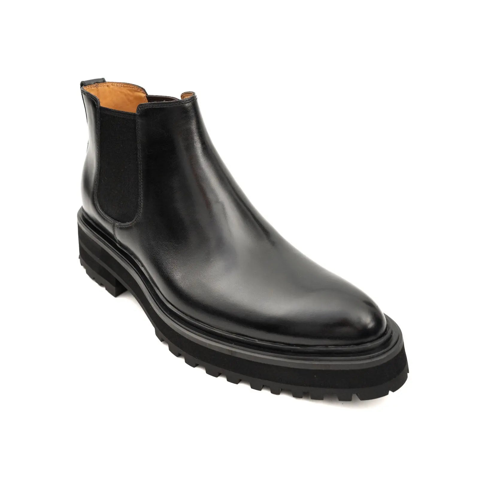 Black Chelsea Boots with Contrast Lug Sole