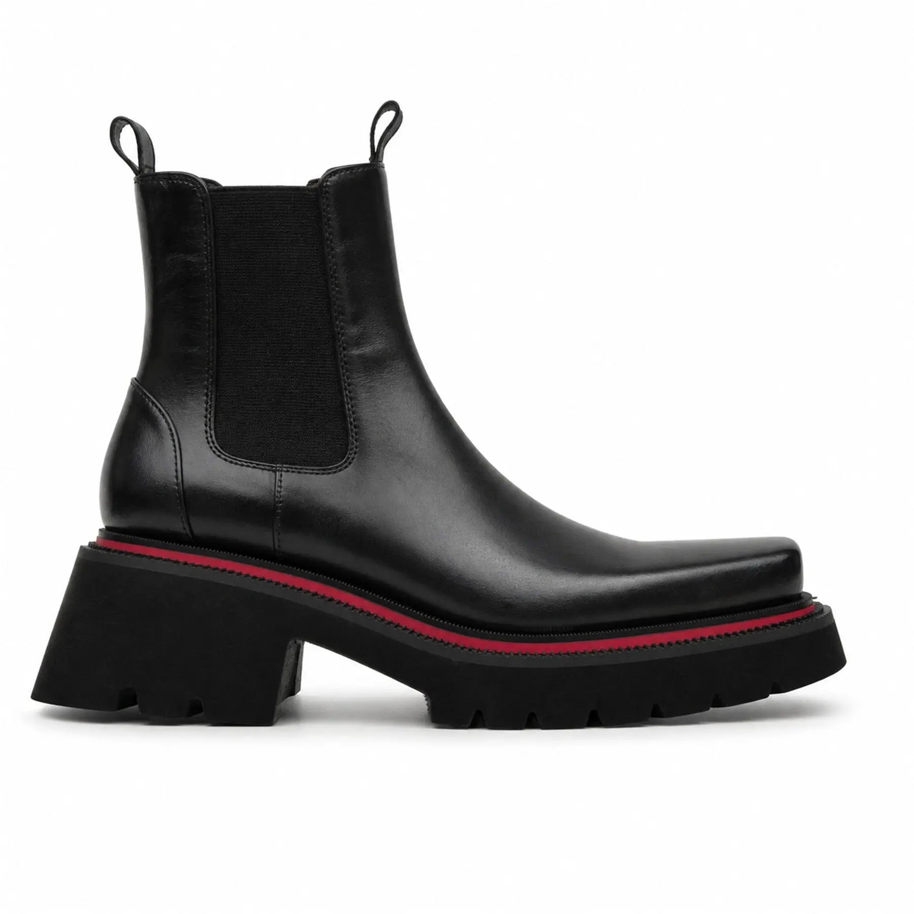 Black Lug-Sole Chelsea Boots for Men