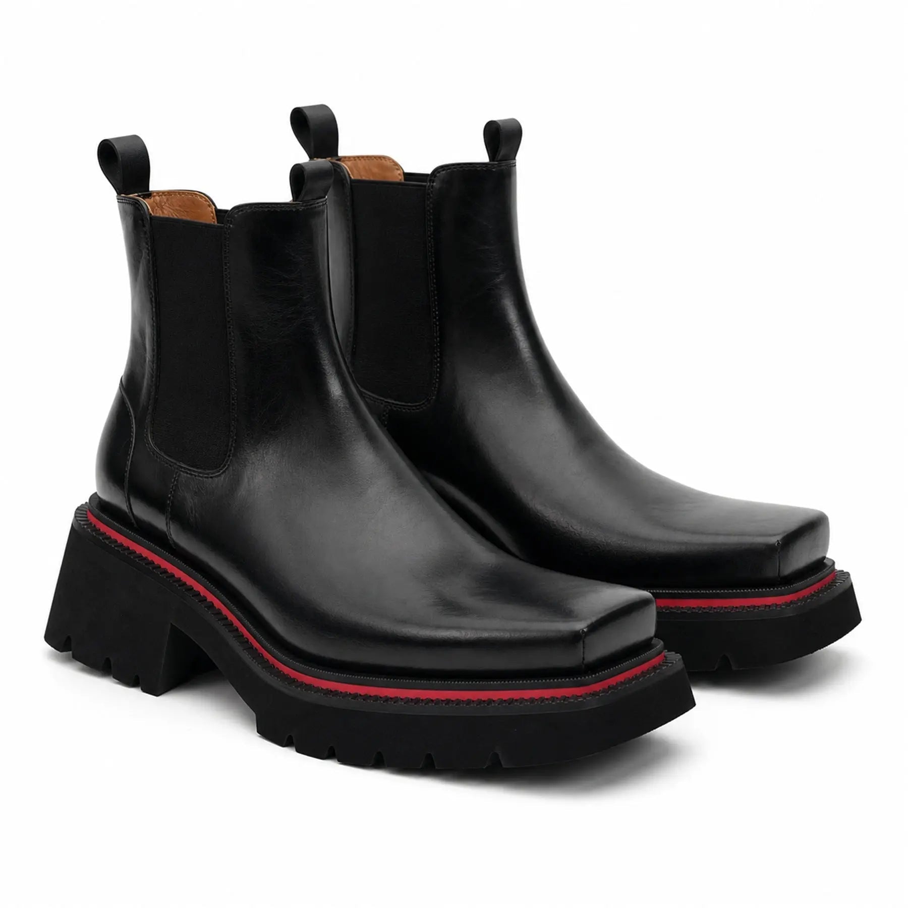 Black Lug-Sole Chelsea Boots for Men