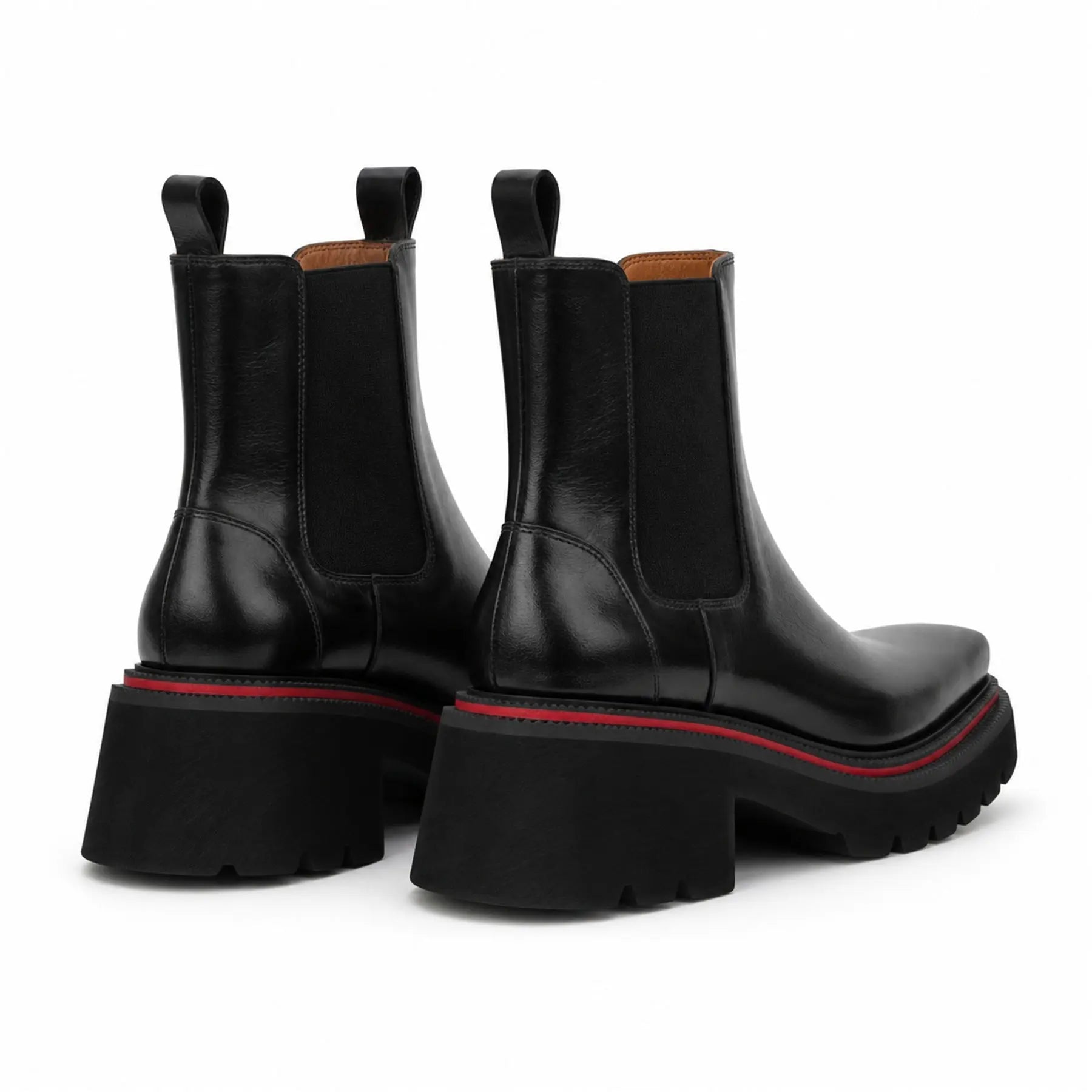 Black Lug-Sole Chelsea Boots for Men