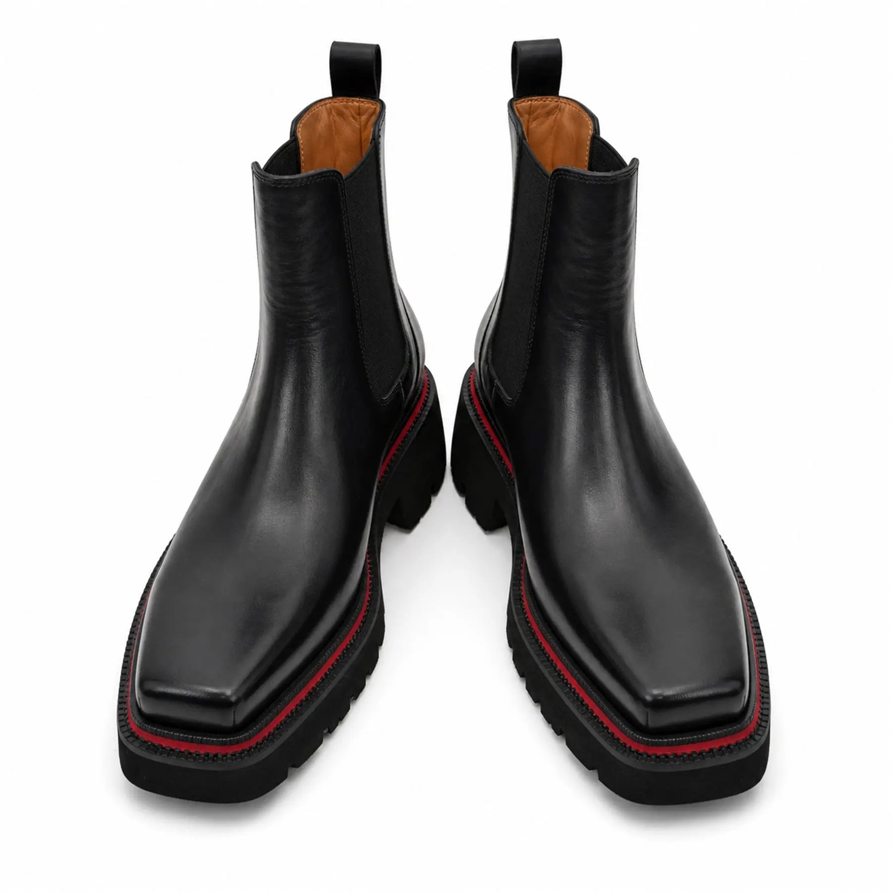 Black Lug-Sole Chelsea Boots for Men