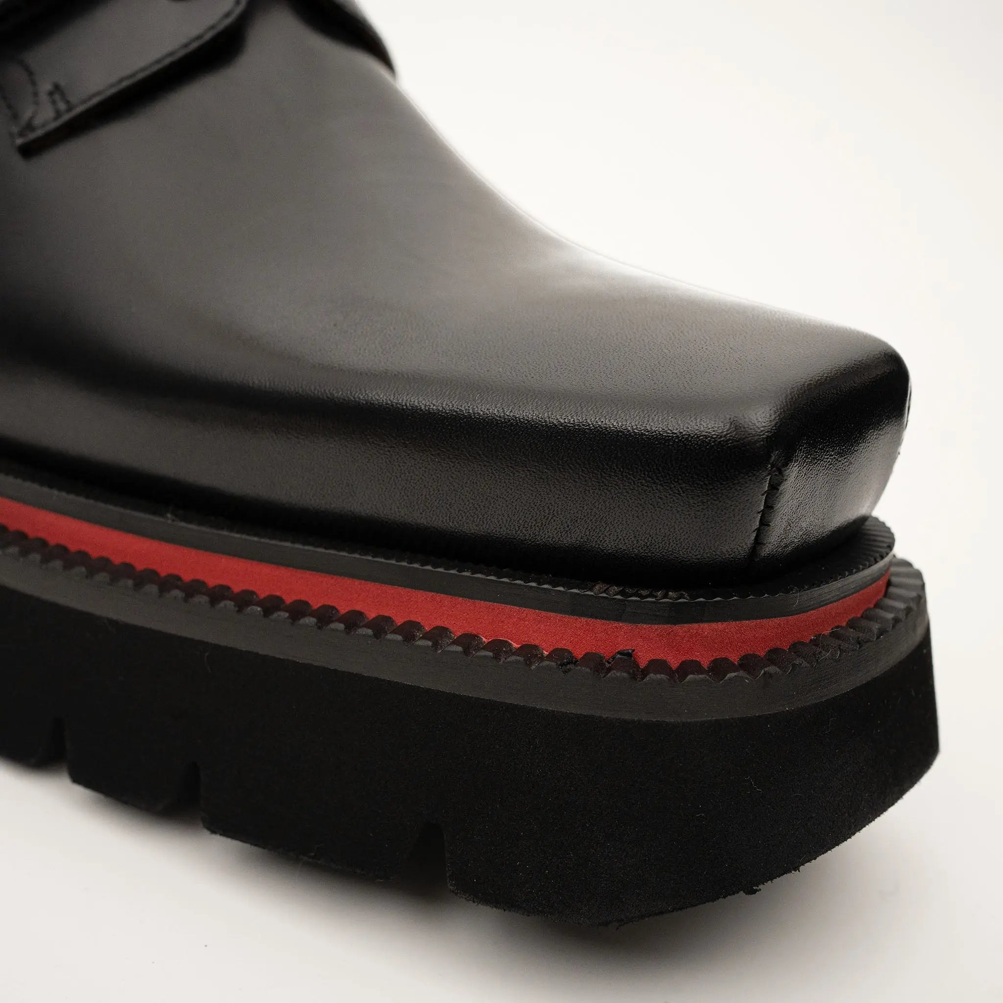 Black Lug-Sole Strap Shoes for Men
