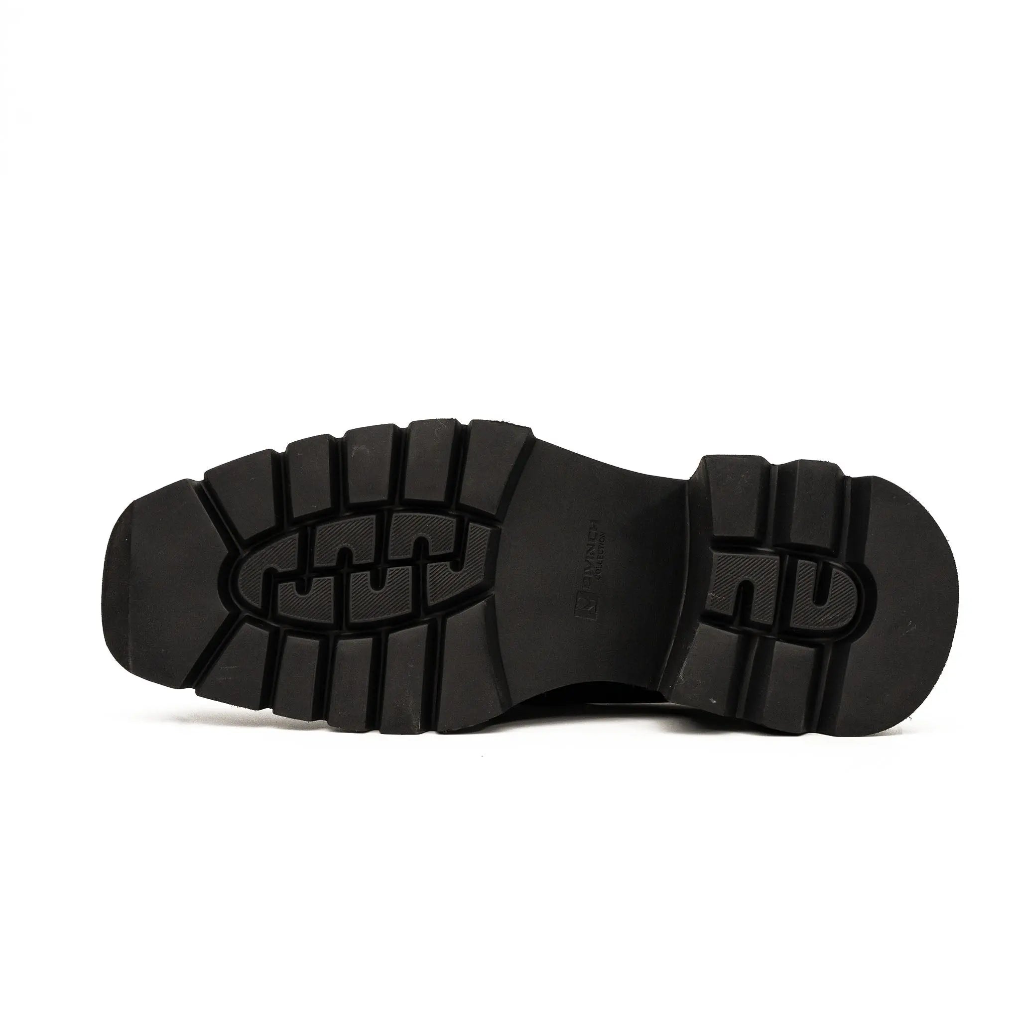 Black Lug-Sole Strap Shoes for Men