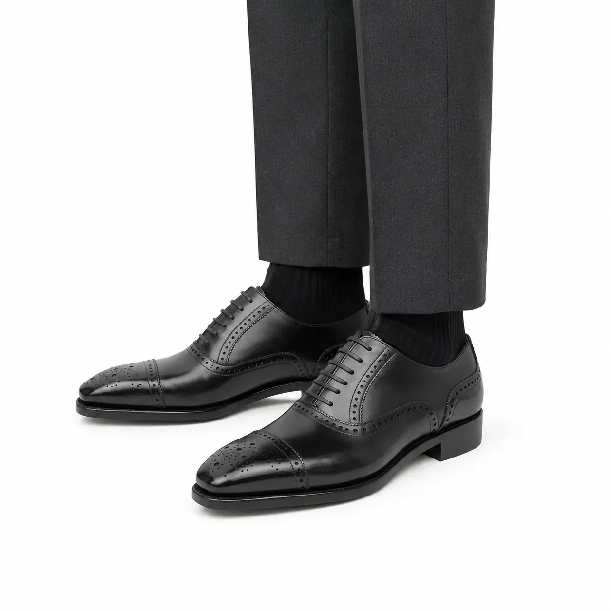 Black Medallion Cap-Toe Oxford